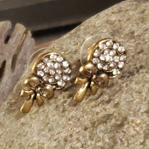 Antique Brass Austrian Crystal Lollipop Earrings